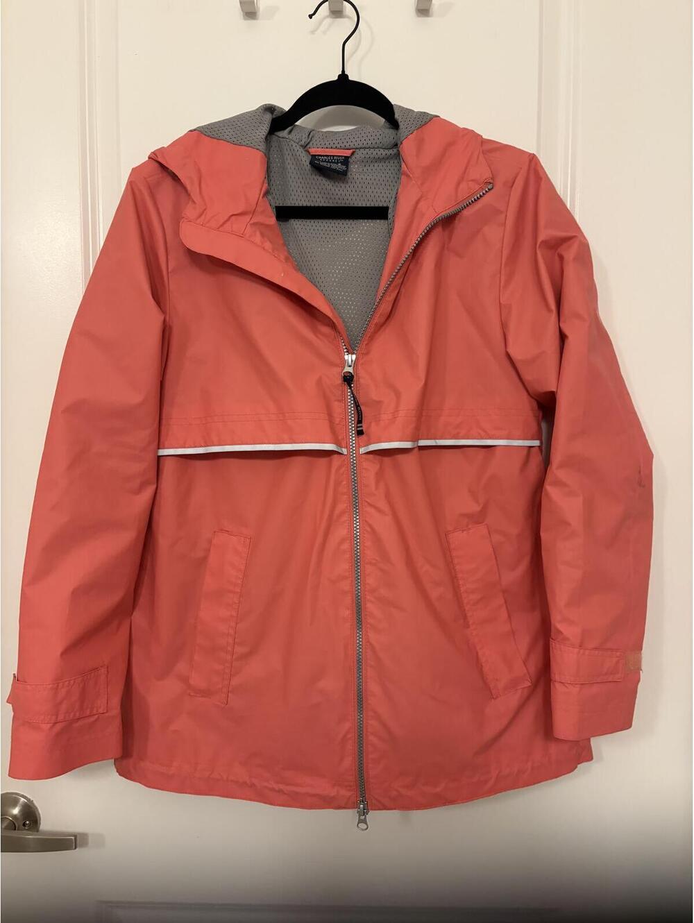 Charles River Apparel coral hooded rain jacket